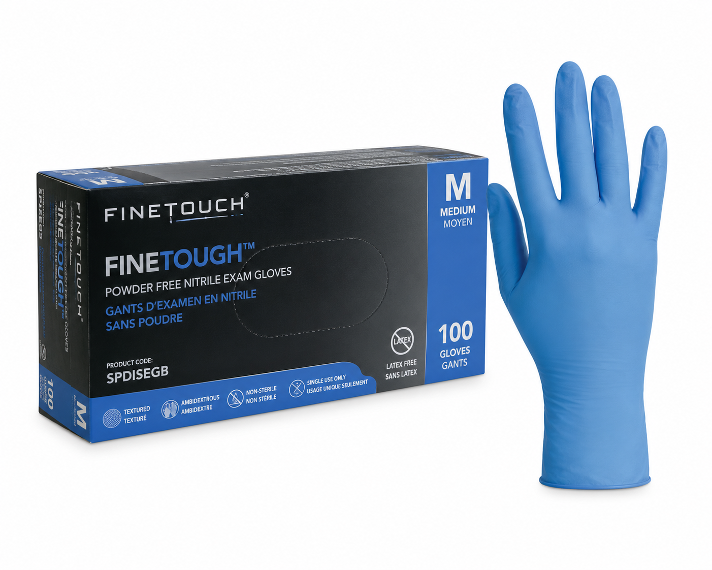 GLOVES BLUE MEDIUM FINETOUGH NITRILE POWDER FREE 10X200 CT