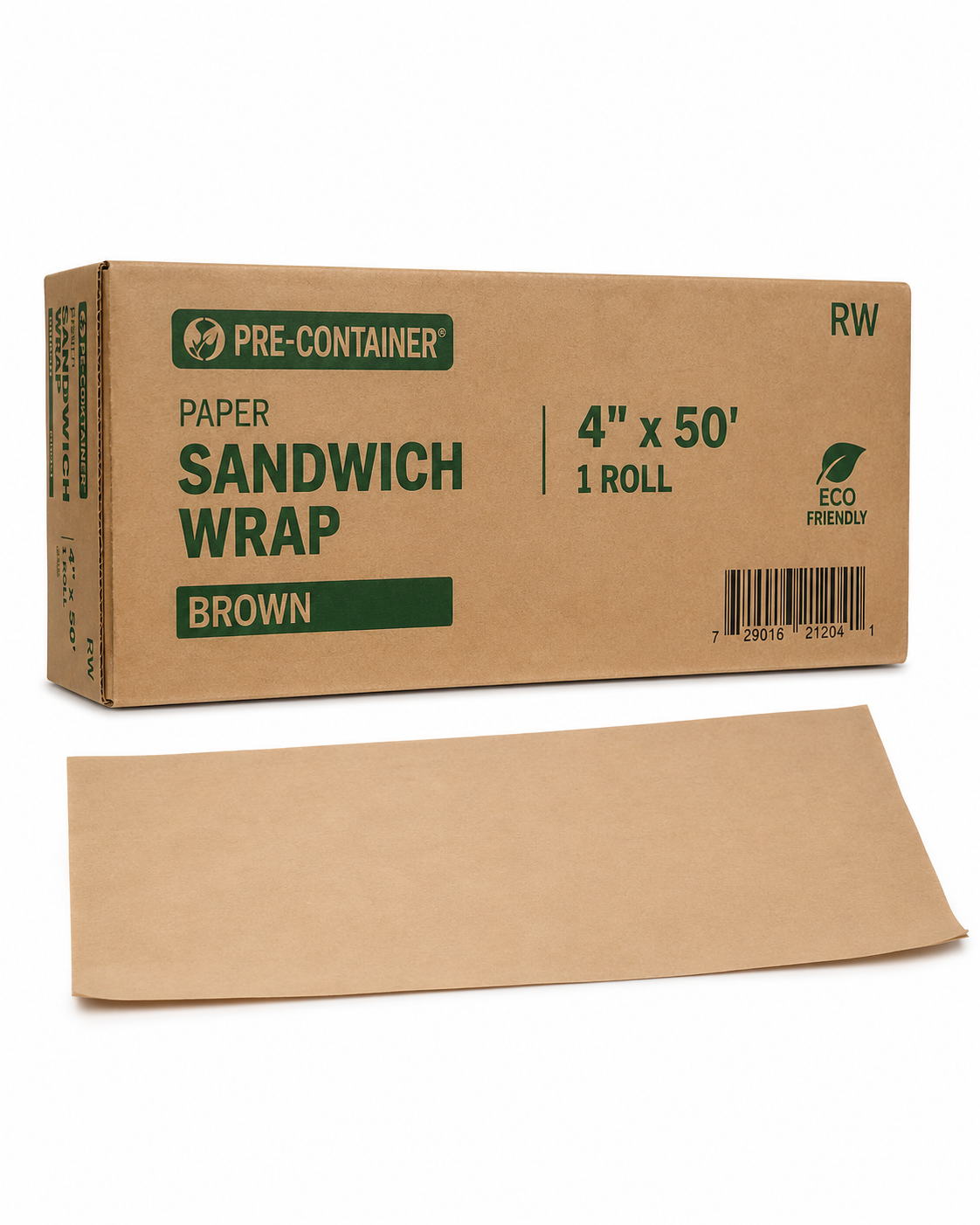 PRE CONTAINER PAPER SNDWCH WRP BRN 4X50 CT RW
