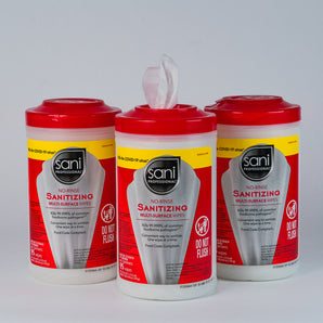 Sani Professional Multi Surface Sanitizing Wipe Canister (7.75"x9" White) 95/pk, 6 pk/cs