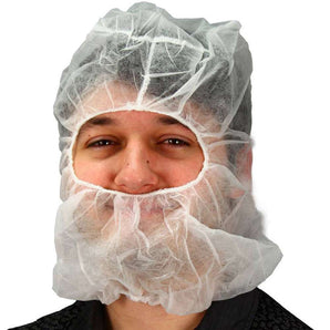 Hood And Beard Cover (1-Size-Fits-All White) 100/pk, 10 pk/cs