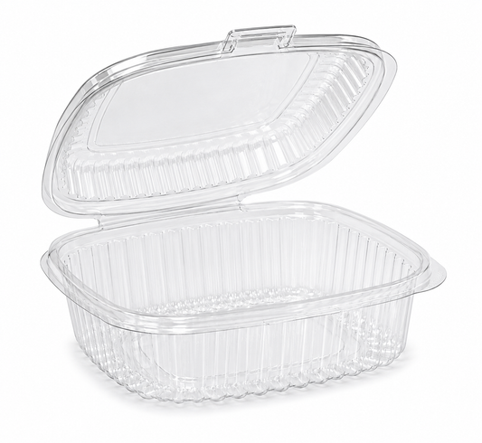 TS4016R- 16 OZ (300 P/CS) CLEAR ROUND PET 1 CLAMSHELL & HINGED CONTAINER
