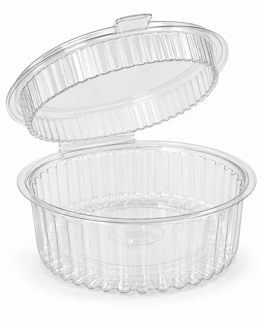 TS4024R-24 OZ (280 P/CS) CLEAR ROUND PET 1 CLAMSHELL & HINGED CONTAINER