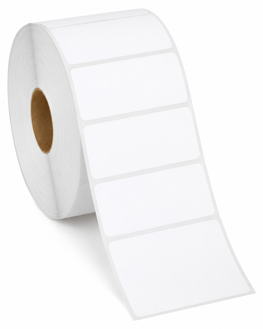 WHITE DIRECT THERMAL PERMANENT ADHESIVE LABELS 1.75X1.75 2500 PER ROLL