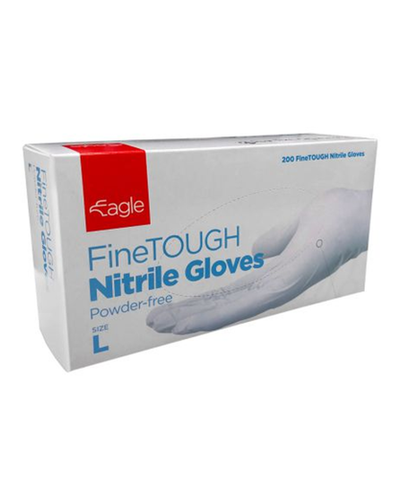 GLOVES WHITE LARGE FINETOUGH NITRILE POWDER FREE 10X200 CT