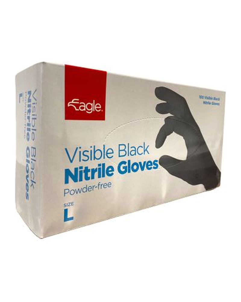 GLOVES BLACK LARGE NITRILE POWDER FREE 10X100 CT