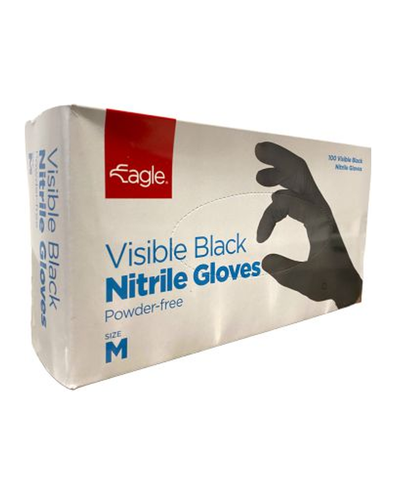 GLOVES BLACK MEDIUM NITRILE POWDER FREE 10X100 CT