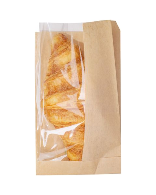 PRE BAG PAPER BRN 4.8X2.8X8.5 WNDW 100 CT RW