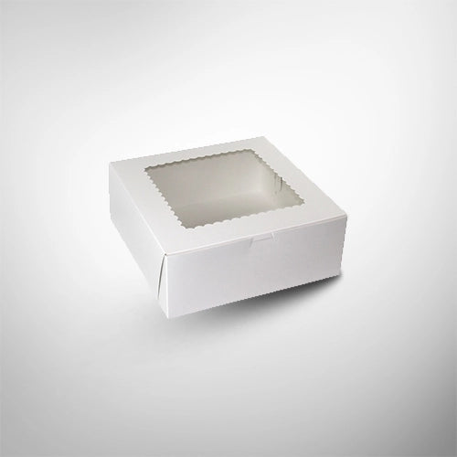 10104W Cupcake Box 10"x10"x4" White 6 Cavity Recycled Cardboard 1 pc Window Box w/ Lock Corner